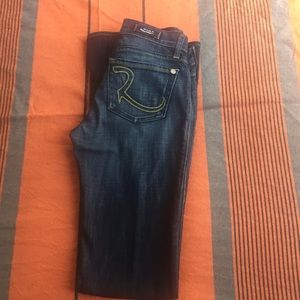 Rock & Republic Jeans size 26 yellow stitching R